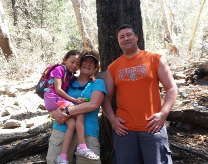 Andrew, Lola and Grandma in Madera Canyon, Tucson AZ