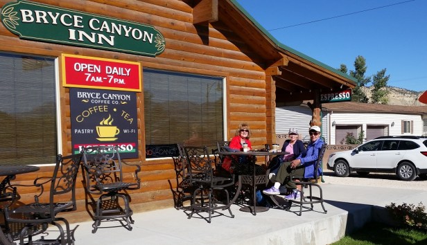 Patty, Kristin and Ginny having coffee in Grand Staircase-Escalante