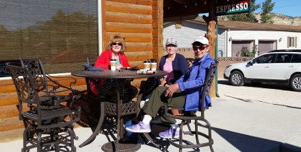 Patty, Kristin and Ginny enjoying coffee