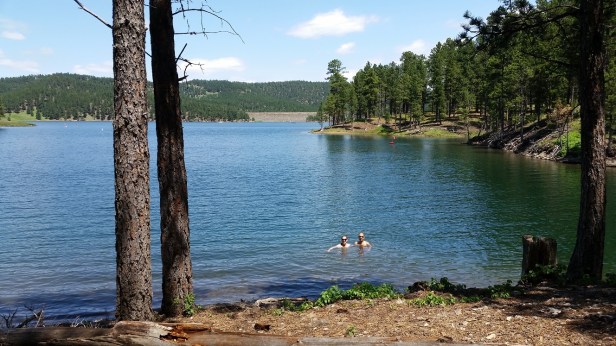 Katie and Mark swimming